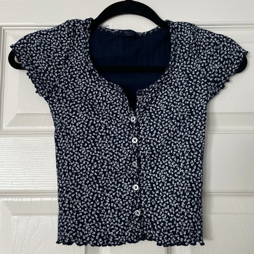 John Galt Blue & White Zelly Top